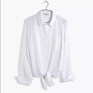 Madewell white button up tie front shirt